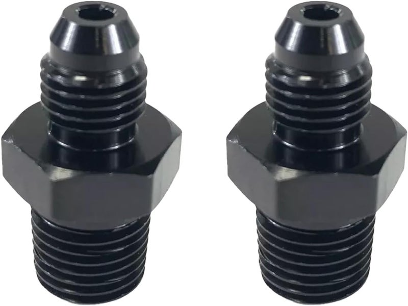 lanstixr 4AN Male Flare to 1/4'' NPT Male Hose Pipe Fitting Adapter Union Connector Aluminum Straight Black Anodized 2PCS - Image 4